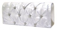 Evening Bag - Satin Embellished w/ Flower Rhinestones – Silver – BG-38044SV